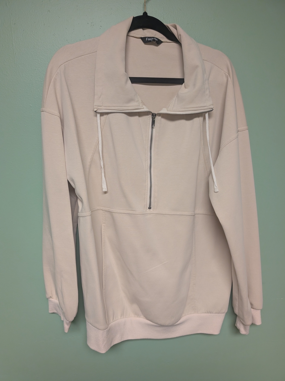Half-Zip Pullover Jacket in Light Beige